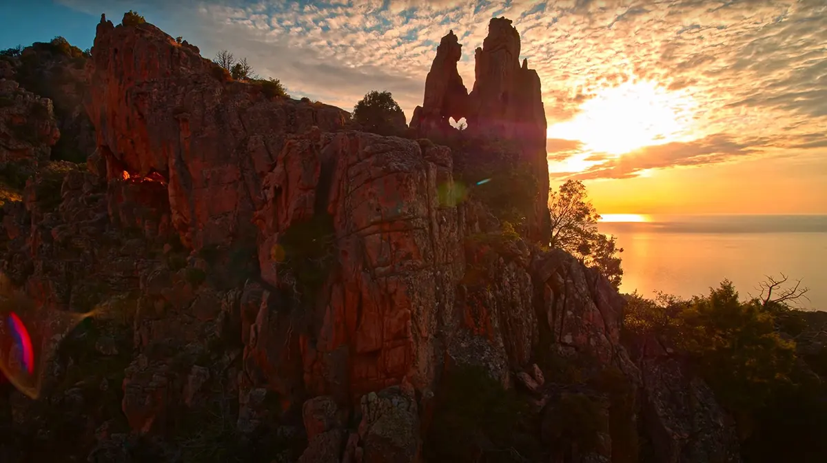 Coucher de soleil sur les Calanques de Piana